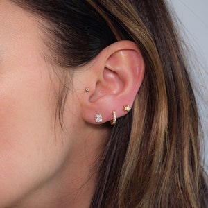 Simple Gold Stud Earrings Minimalist Tear Drop Studs Dainty Earrings Cubic Zirconia Diamond Earrings CZ Earrings CZ Studs Bridal Earrings image 6