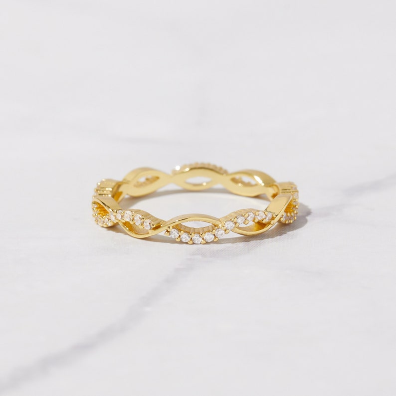 Infinity Ring, Eternity Ring, Twist Ring, Dainty Ring, Simple Ring, Stacking Ring, Diamond Ring, Eternity Band, Gift for Her, Stacking Ring 