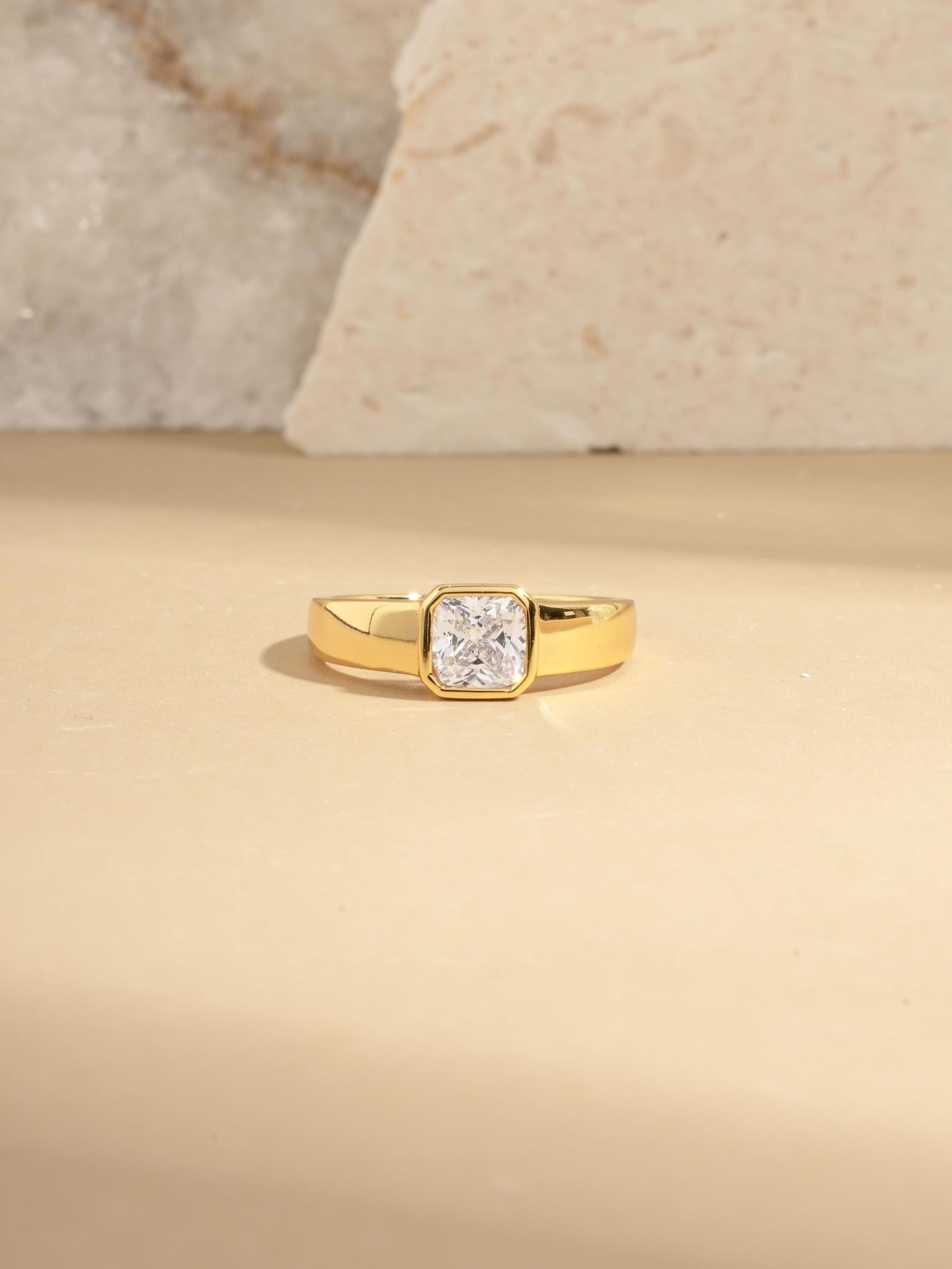 Sami Rind Bezel Set Dome Ring by Sami Jewels, Square Ring, Diamond Ring ...