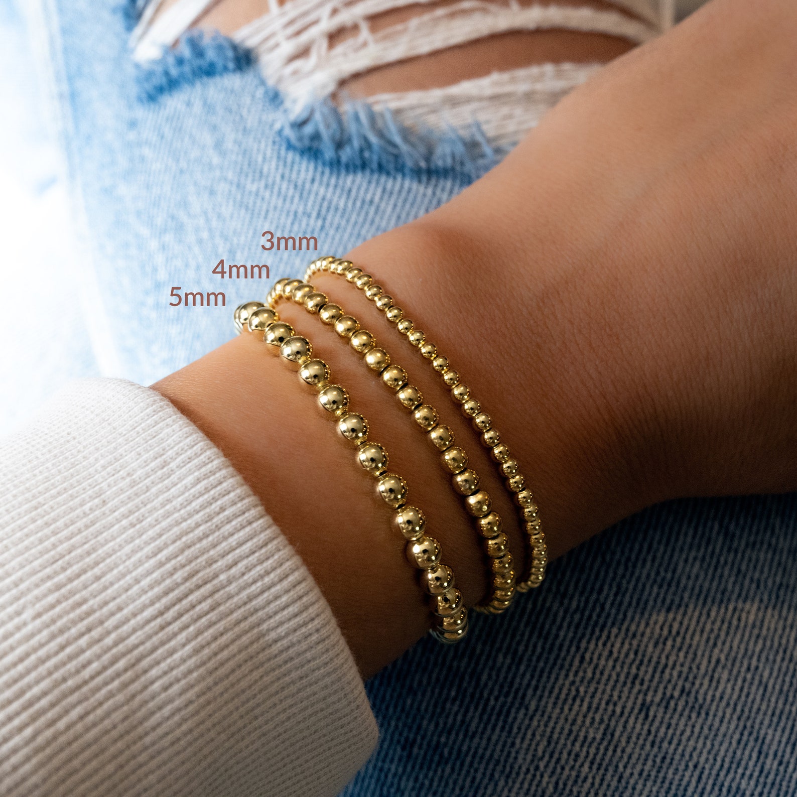 Beaded Bracelet Gold Bead Bracelet Gold Elastic Bead Etsy — free download