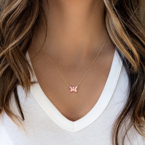 Ruby Butterfly Necklace Butterfly Pendant Butterfly Jewelry - Etsy ツをネット通販で購入 Jewel Butterfly フィギュリン SWAROVSKI 置物