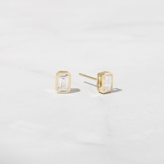 Baguette Earrings, Stud Earrings, Minimalist Earrings, Dainty Earrings, Diamond Earrings, Earrings, Everyday Earrings, Gold Earrings, Silver