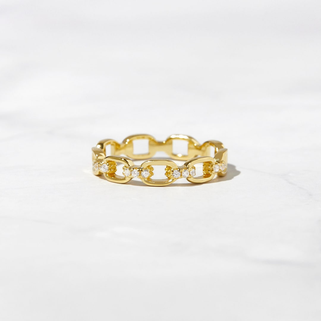 Dainty CZ Stacking Ring, Gold Minimalist Ring, CZ Ring, Simple Diamond ...