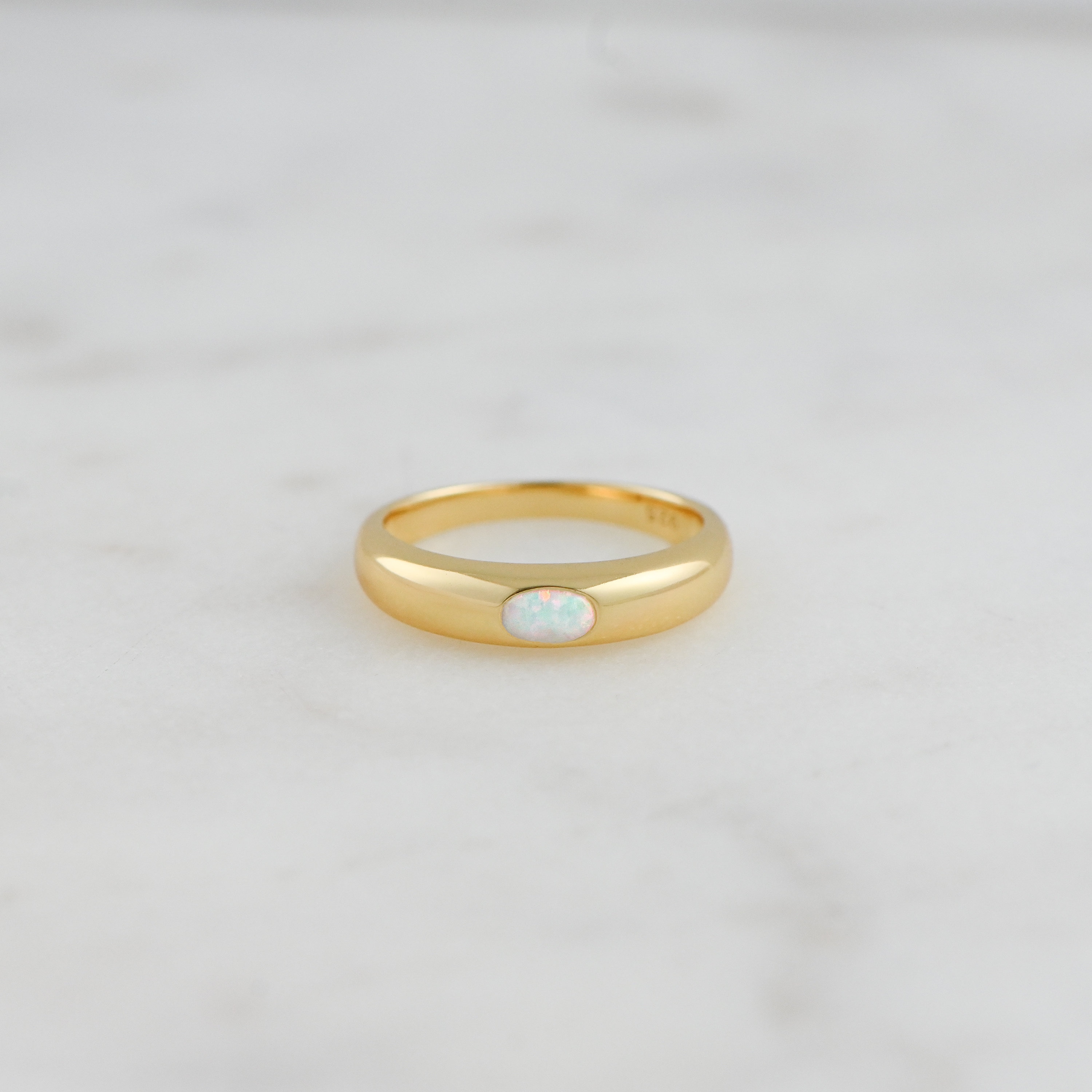 Dome Ring Dainty Opal Ring Opal Stacking Ring Statement - Etsy