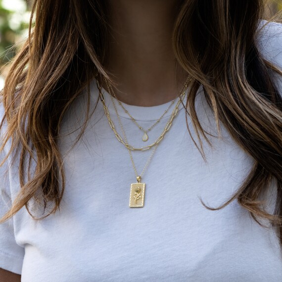 Rose Medallion Necklace Gold Medallion 