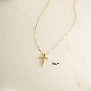15mm gold plain cross pendant with dainty gold chain