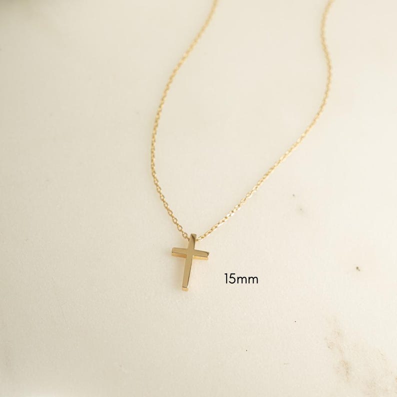15mm gold plain cross pendant with dainty gold chain