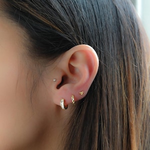 Baguette Huggie Earrings, Diamond Huggies, Gold Hoop Earrings, Huggie Earrings,  Small Hoops, Huggies, Tiny Hoop Earrings, Tiny Hoops, Gift