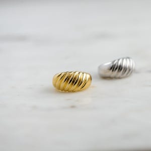 Croissant Ring, Gold Croissant Ring, Twist Ring, Signet Ring, Chunky Ring, Dome Ring, Statement Ring, Twisted Ring, Rope Ring, Gift for Her