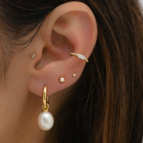 Etsy pearl hotsell hoop earrings