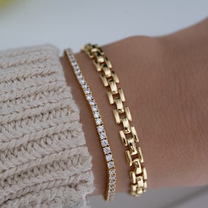 Tennis Bracelet, Gold Tennis Bracelet, Cubic Zirconia Tennis Bracelet, Dainty Bracelet, Diamond Bracelet, Gift for Her, Minimalist Bracelet image 5