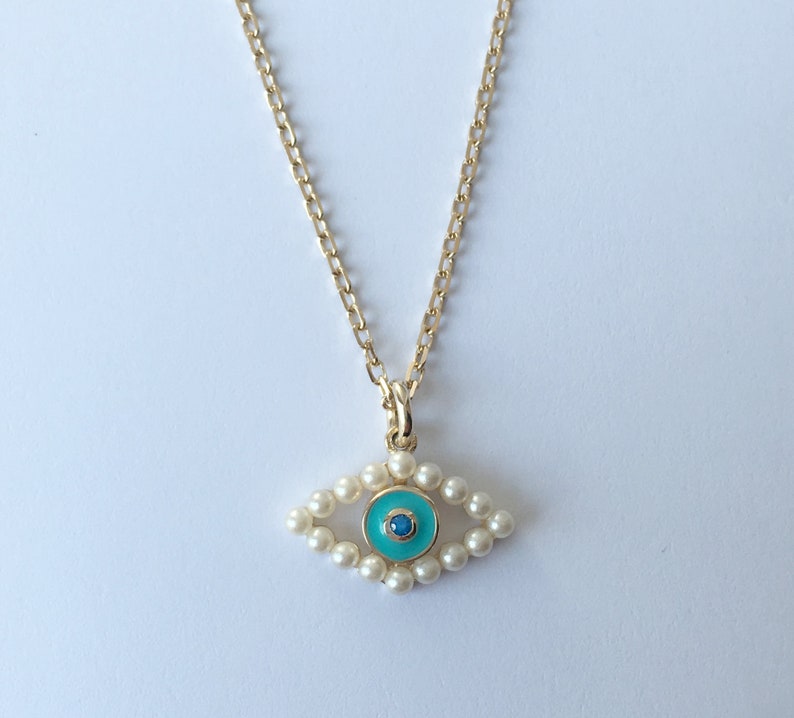 Evil Eye Necklace Gift Silver Evil Eye Necklace Evil Eye Charm Bridesmaid Gift Gold Evil Eye Necklace Pearl Necklace Pearl Jewelry