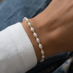 GENUINE Freshwater Pearl Bracelet, Pearl Jewelry, Bridesmaid Gift, Wedding Jewelry, Beaded Pearl Bracelet, Wedding Bracelet, Gift for Her