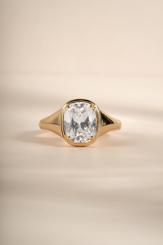 Elongated Cushion Cut Ring, Statement Ring, Engagement Ring, Vintage Ring, 925 Sterling Silver, Diamond Ring