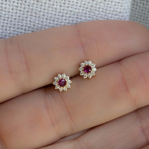 Ruby Earrings, July Birthstone, Ruby Jewelry, Gemstone Earrings, Ruby Stud Earrings, Small Stud Earrings, Studs, Minimalist Earrings