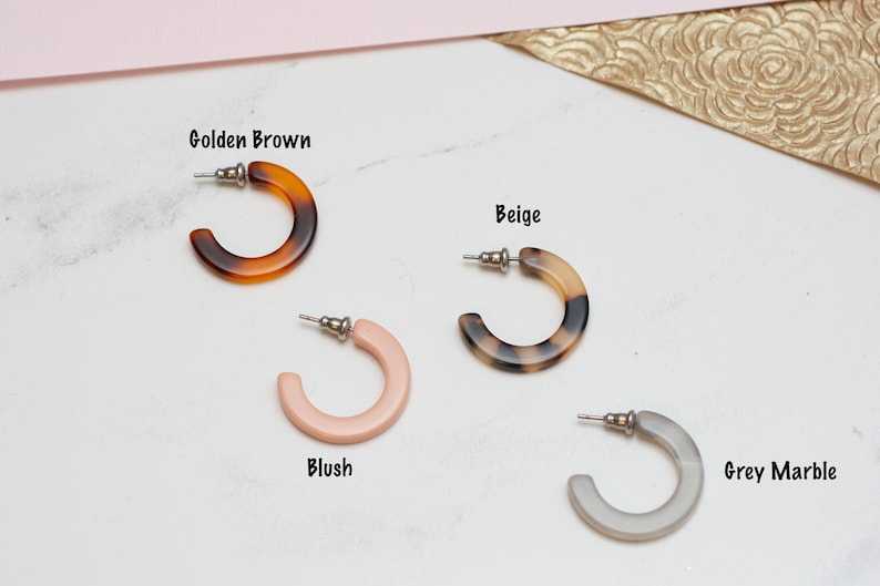 Tortoise Hoop Earrings Small Tortoise 25 mm Hoop Earrings Small Hoops Acetate Earrings Resin Jewelry Tortoise Jewelry Boho Jewelry image 1