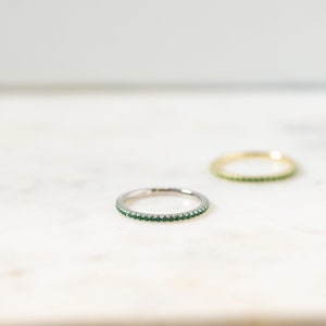 Dainty Emerald Stacking Eternity Ring Gold Minimalist Ring Emerald Ring Simple Ring Silver Ring Gift for Her Delicate Ring Eternity Band image 7