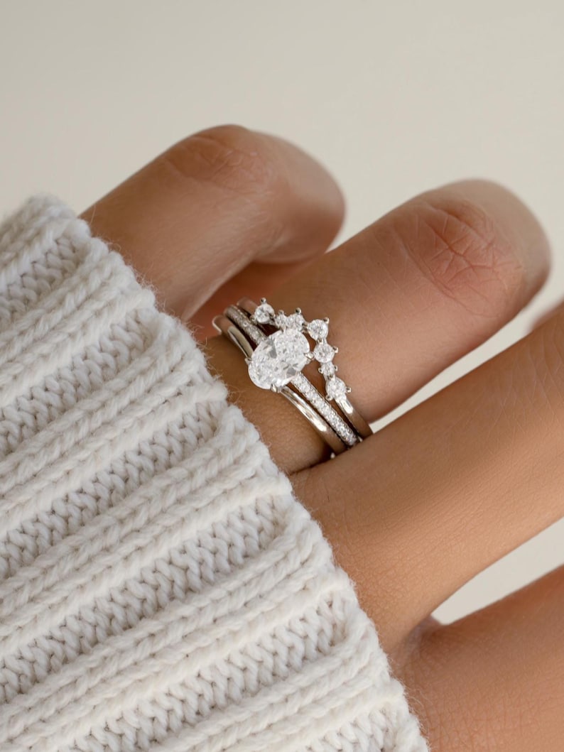 Sterling silver diamond ring set on model
