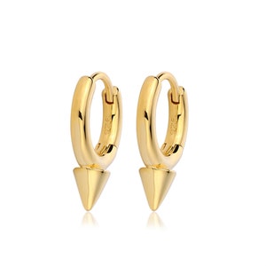 Spike Huggie Earrings Small Hoop Earrings Small Huggie Earrings Diamond Spike Huggie Earrings Small Gold Hoops Dainty Hoop Earrings Gift