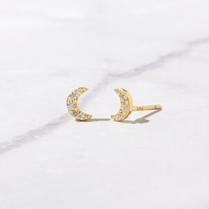 Small Stud Earrings, Moon Stud Earrings, Tiny Stud Earrings, Minimalist Earrings, Tiny Studs, Tiny Earrings, Dainty Earrings, Gift for Her