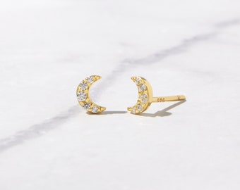 Petites boucles d'oreilles Stud, Boucles d'oreilles Moon Stud, Boucles d'oreilles Tiny Stud, Boucles d'oreilles minimalistes, Tiny Studs, Tiny Boucles d'oreilles, Boucles d'oreilles Dainty, Cadeau pour elle