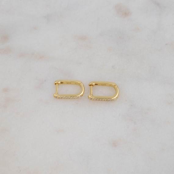 PHNIBRID Orecchini Cerchio da Donna in oro rosa con zirconi e smalto regalo per donna 16 mm per Regalo San Valentino Donna Regalo di Compleanno