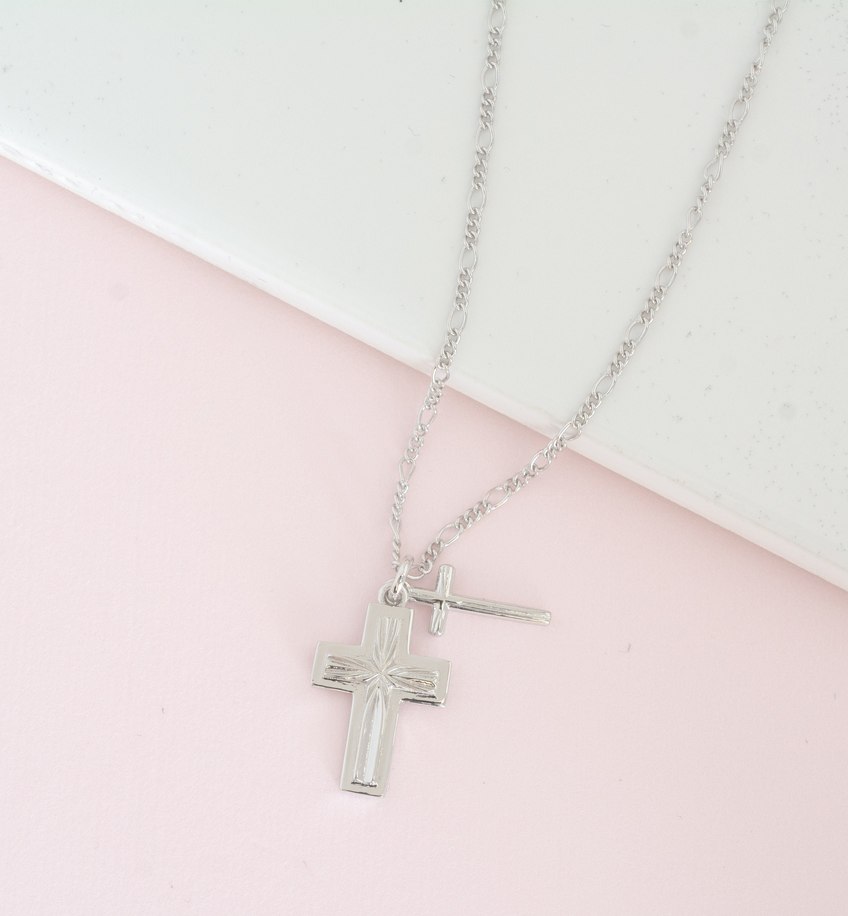 Delicate Cross Necklace Layered Cross Necklace Dainty Cross | Etsy