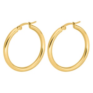 Solid 14k Rose Gold Polished Tube Hoop Earrings 40 x4mm
