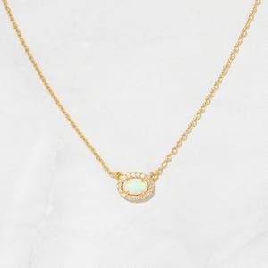 Opal Necklace, Dainty White Opal Necklace, Opal Jewelry, October Birthstone, Gift for Her, Minimalist Opal Necklace, Gold Opal Necklace,