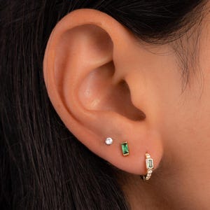 Emerald Earrings, Stud Earrings, Birthstone Jewelry, Green Earrings, Tiny Dainty Earring, Custom Earrings May Birthstone, Gift For Her