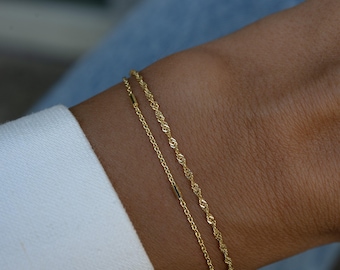 Two Delicate Bracelets Set, Dainty Bracelet Set, Two Minimalist Bracelets, Delicate Bracelet, Gift for her, Gold Bracelet, Silver Bracelet