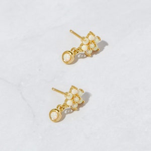 Opal Drop Earrings, Opal Stud Earrings, Opal Jewelry, Opal Dangle Earrings, Opal Studs White Opal Earrings, October Birthstone Opal Earrings image 4