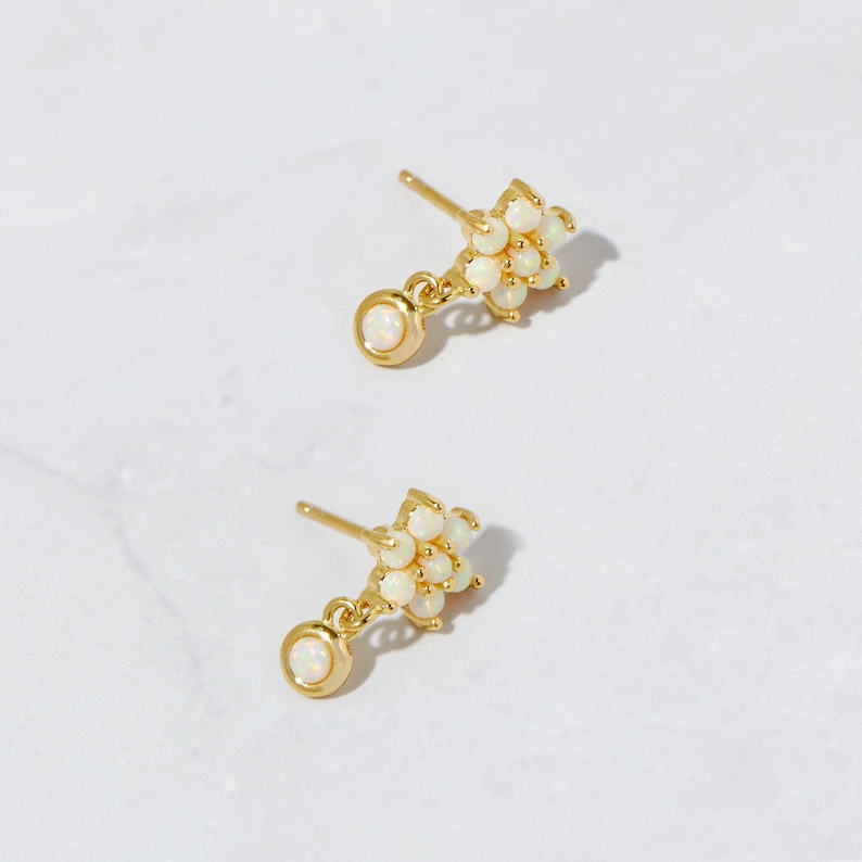 Opal Drop Earrings, Opal Stud Earrings, Opal Jewelry, Opal Dangle Earrings, Opal Studs White Opal Earrings, October Birthstone Opal Earrings image 4