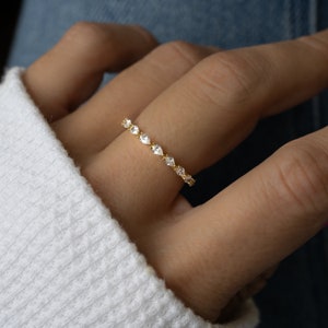 Dainty Stacking Ring, Diamond Wedding Band, Anniversary Gift, Gift for ...