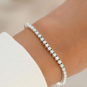 silver opal tennis bracelet