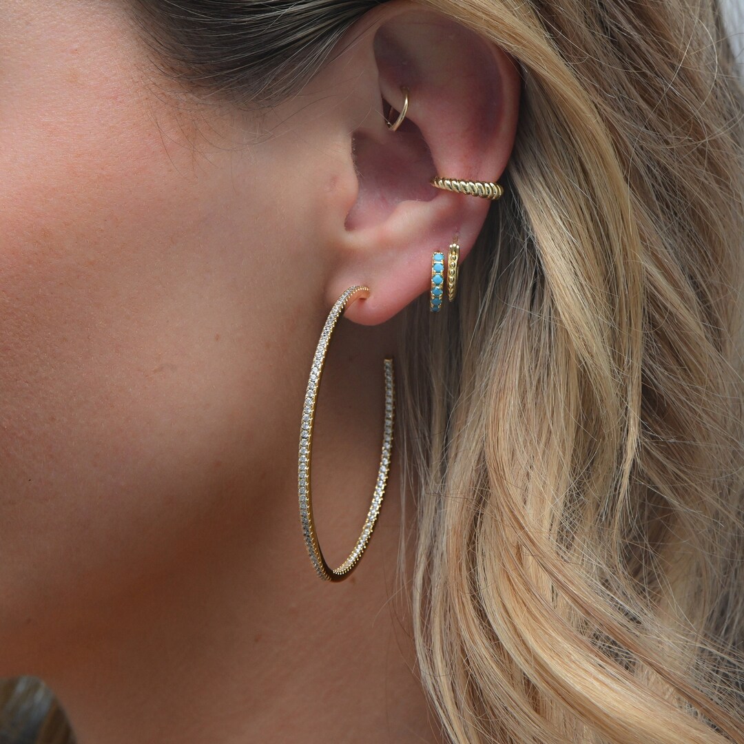 Gold Croissant Ear Cuff, Dainty Ear Cuff, Minimalist Ear Cuff, No