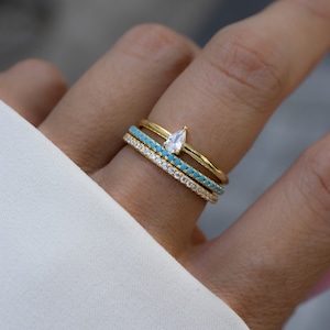 Turquoise Eternity Ring, Turquoise Ring, Dainty Ring, Turquoise Jewelry, Dainty Ring, Stacking Ring, Everyday Ring, Gift for Her
