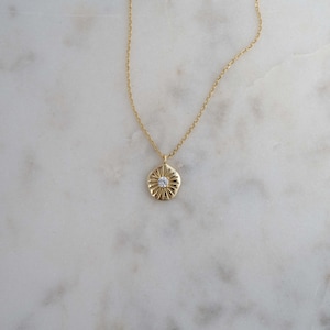 Medallion Necklace, Dainty Necklace, Gold Pendant Necklace, Coin Necklace, Gold Necklace, Layering Necklace, Gold Medallion, Gift for Her image 4