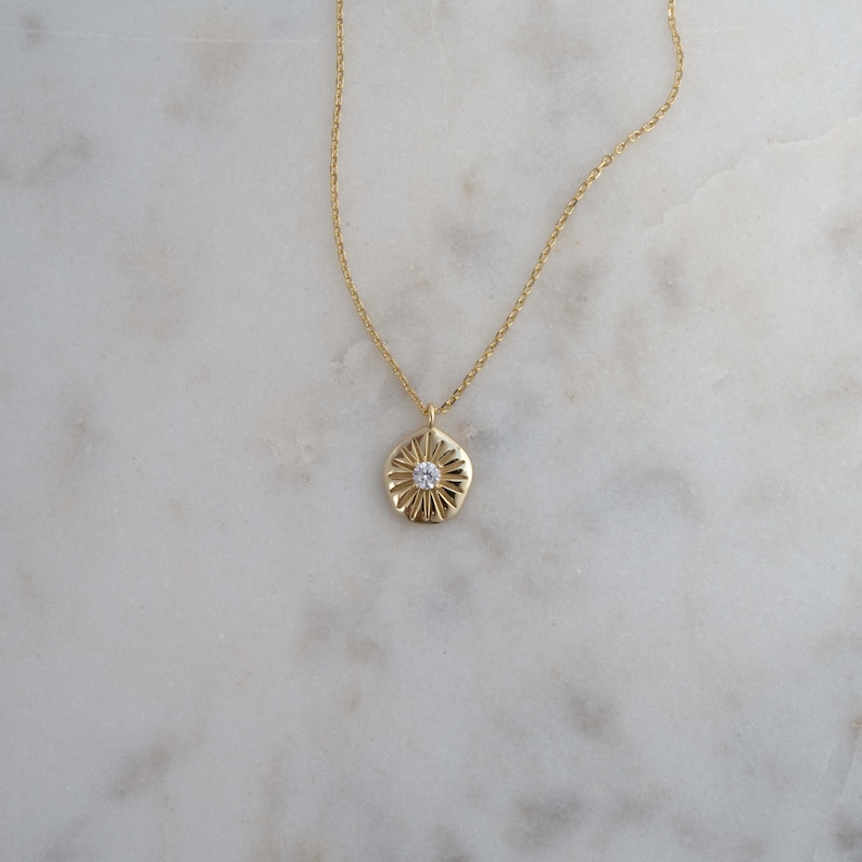 Medallion Necklace, Dainty Necklace, Gold Pendant Necklace, Coin Necklace, Gold Necklace, Layering Necklace, Gold Medallion, Gift for Her image 4