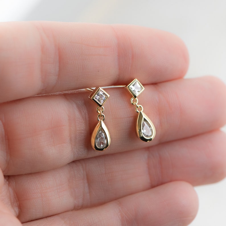 Dainty Dangle Earrings Gold Dangle Earrings Tear Drop Etsy