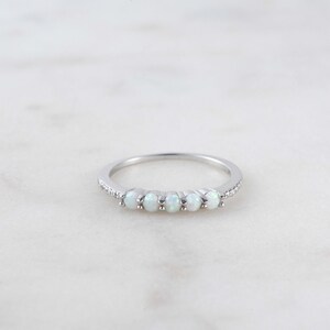 Opal Ring, Opal Stacking Ring, White Opal and CZ Ring, Gold Opal Ring ...