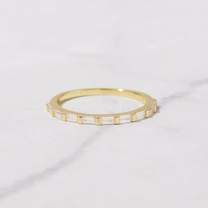 Dainty Baguette Stacking Ring, Gold Minimalist Ring, CZ Ring, Simple Diamond Ring, Silver Ring, Thin Ring, Gift for Her, Delicate Ring image 2