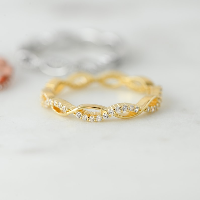 Infinity Ring, Eternity Ring, Twist Ring, Dainty Ring, Simple Ring, Stacking Ring, Diamond Ring, Eternity Band, Gift for Her, Stacking Ring image 3