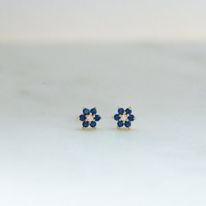 Sapphire Studs, Sapphire Earrings, Stud Earrings, Birthstone Earrings, Blue Earrings, Baguette Earrings, Tiny Studs, September Birthstone image 6