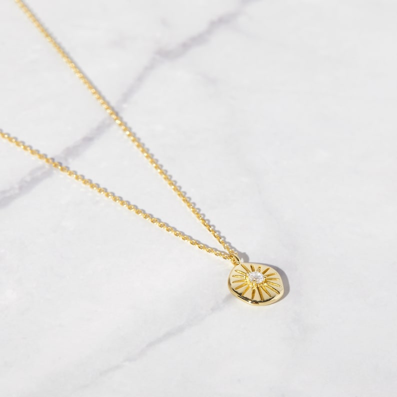 Medallion Necklace, Dainty Necklace, Gold Pendant Necklace, Coin Necklace, Gold Necklace, Layering Necklace, Gold Medallion, Gift for Her image 5