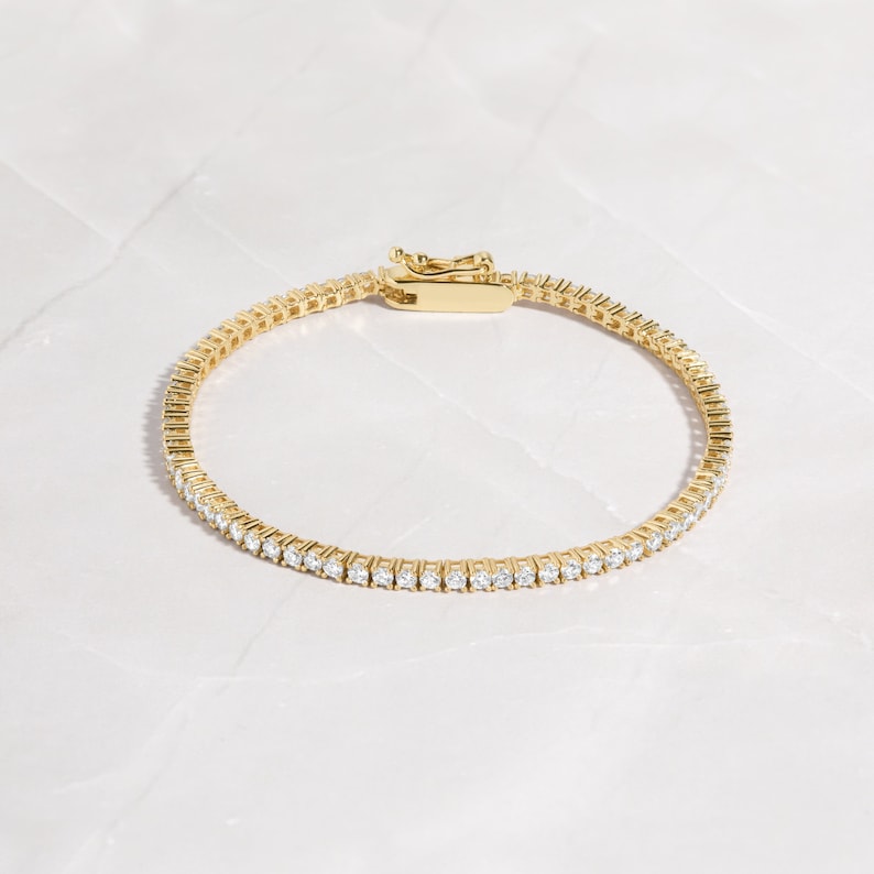 Tennis Bracelet, Gold Tennis Bracelet, Cubic Zirconia Tennis Bracelet, Dainty Bracelet, Diamond Bracelet, Gift for Her, Minimalist Bracelet image 1