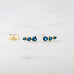 Ear Climber, Ear Crawler, Aqua Earrings, Dainty Ear Climber, Cartilage Ear Climber, Aqua Stud Earrings, Gift for her, Small Stud Earrings