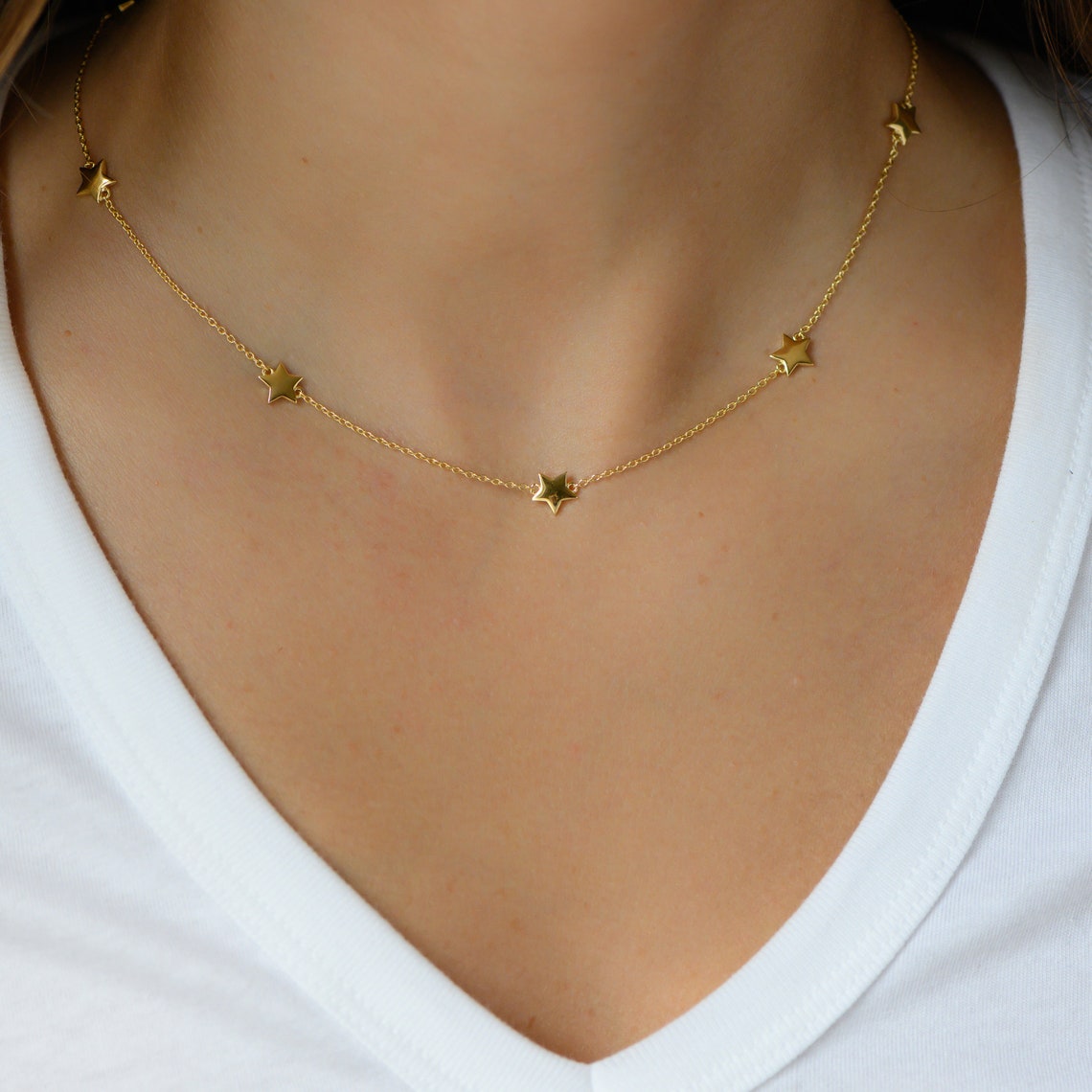 Dainty Gold Star Necklace Star Charm Necklace Star Pendant Etsy