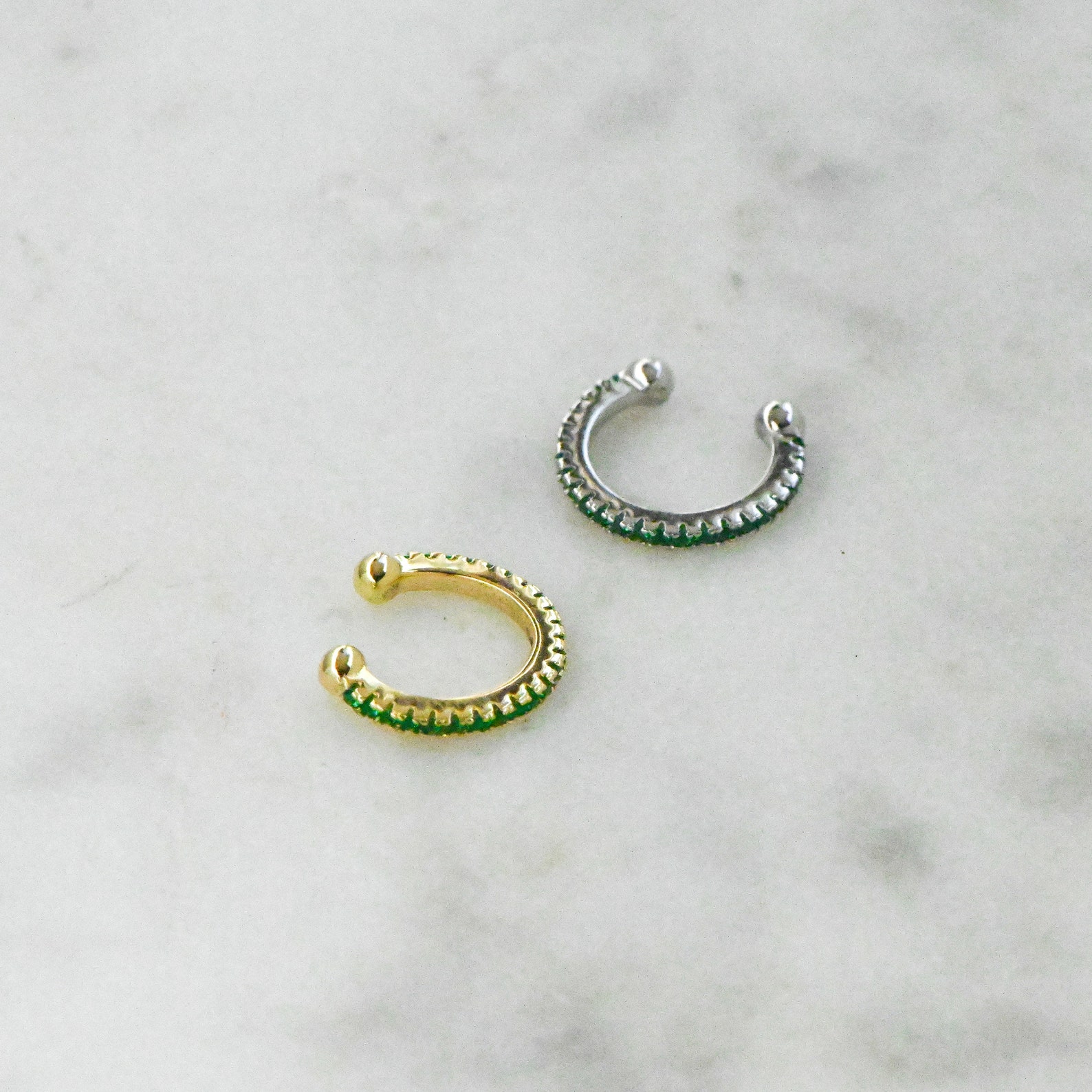 Emerald Ear Cuff Dainty Ear Cuff Minimalist Ear Cuff No Etsy