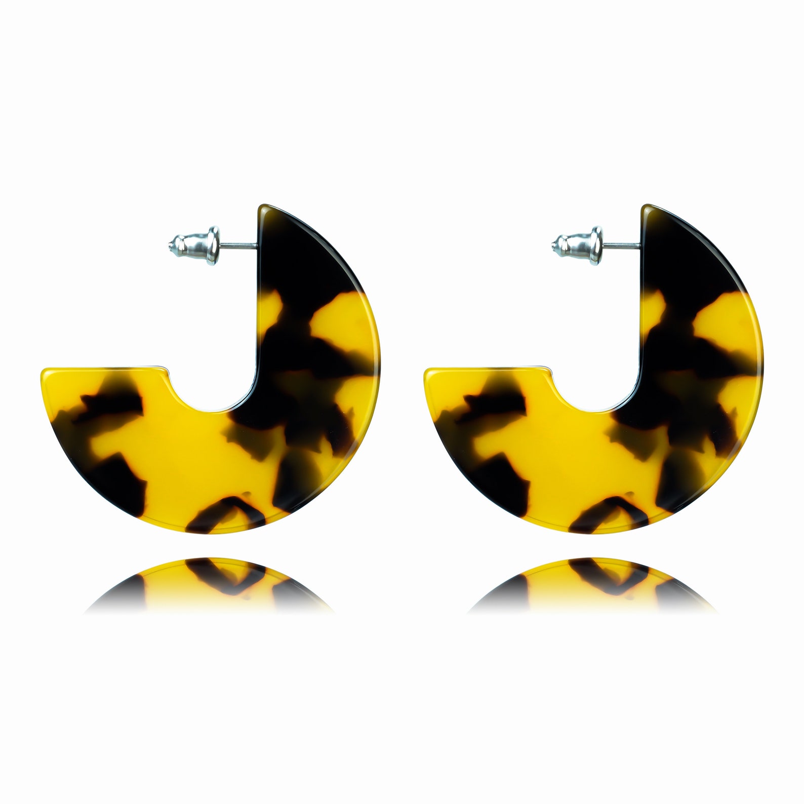 Tortoise Hoop Earrings Tortoise Earrings Acetate Earrings Etsy